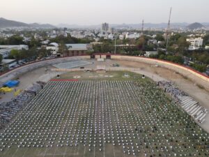 उदयपुर के महाराणा भूपाल स्टेडियम में आयोजित वर्ष प्रतिपदा उत्सव
